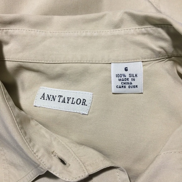 Ann Taylor Beige Blouse 100% Silk Sz 6 - Picture 4 of 4
